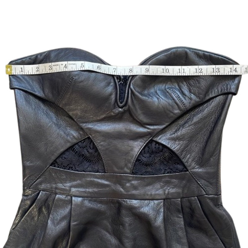 Black Leather Strapless Mini Dress