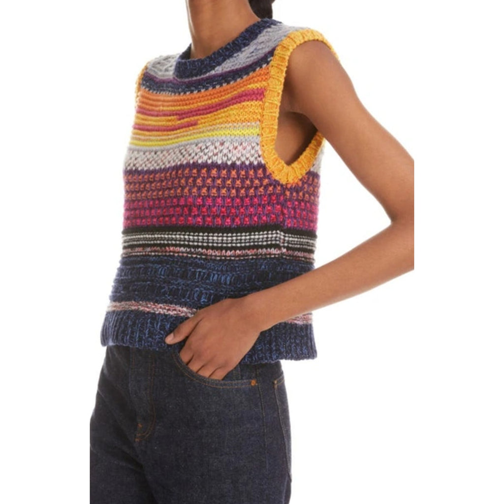 Striped Sleeveless Cashmere Sweater Vest