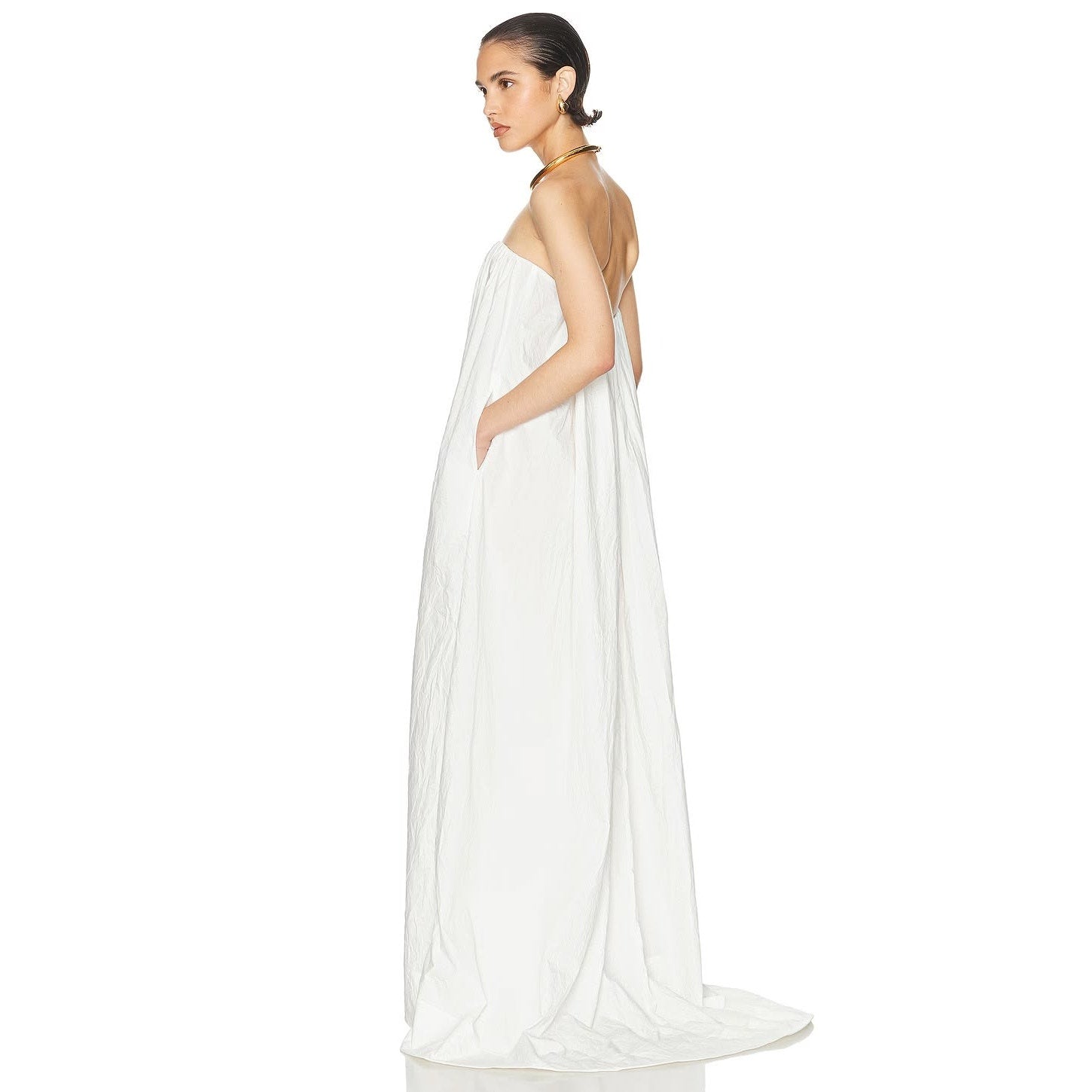 Crinkle Pleated Gown