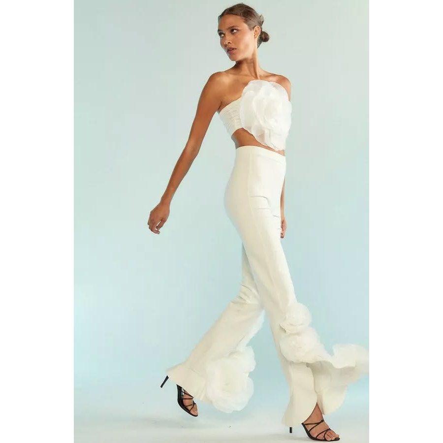Organza Flower Ponte Knit Pants