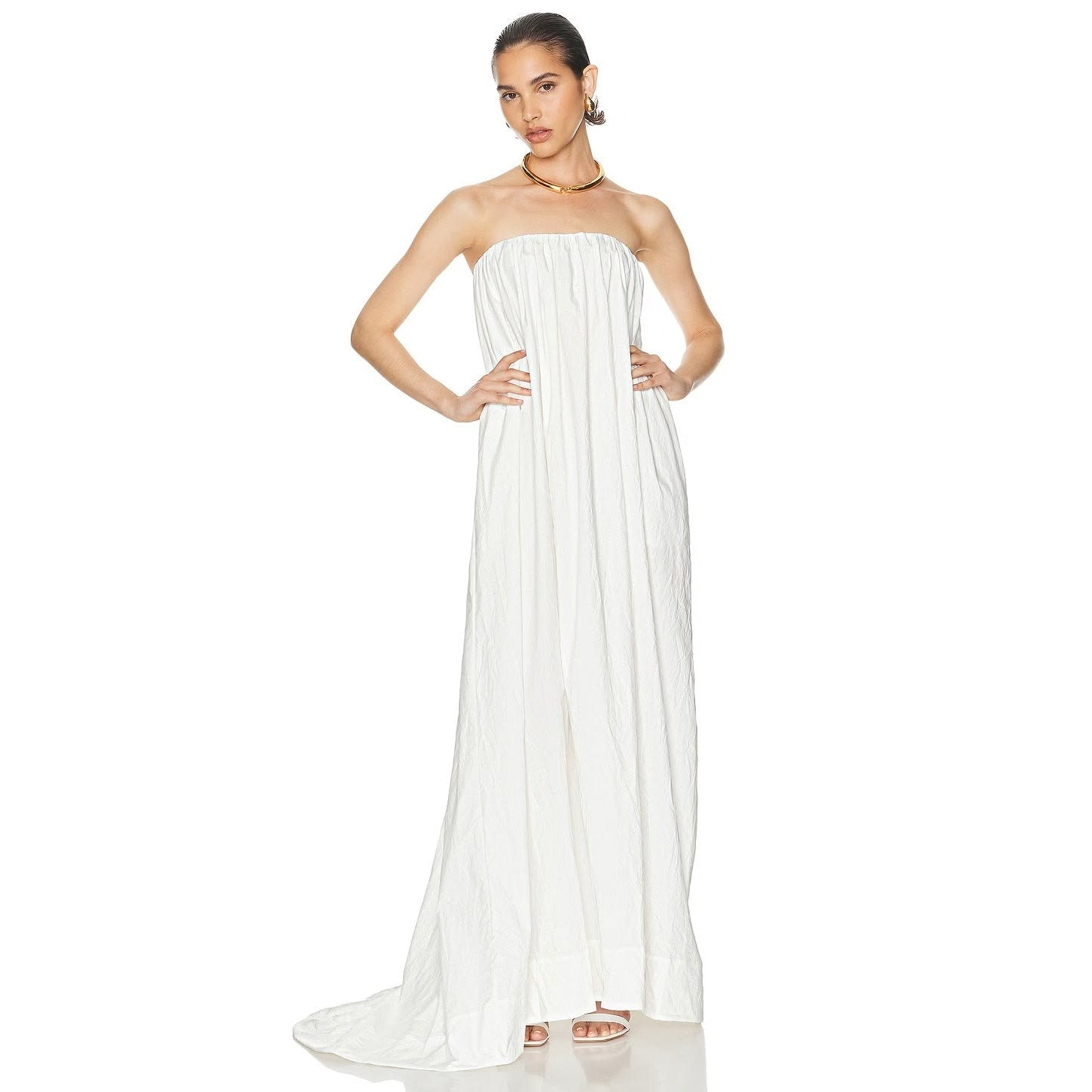 Crinkle Pleated Gown