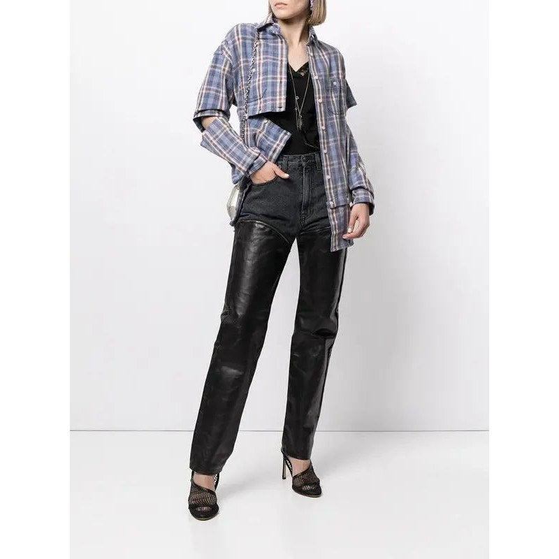 Black Leather Zip Off Axl Slim Pants