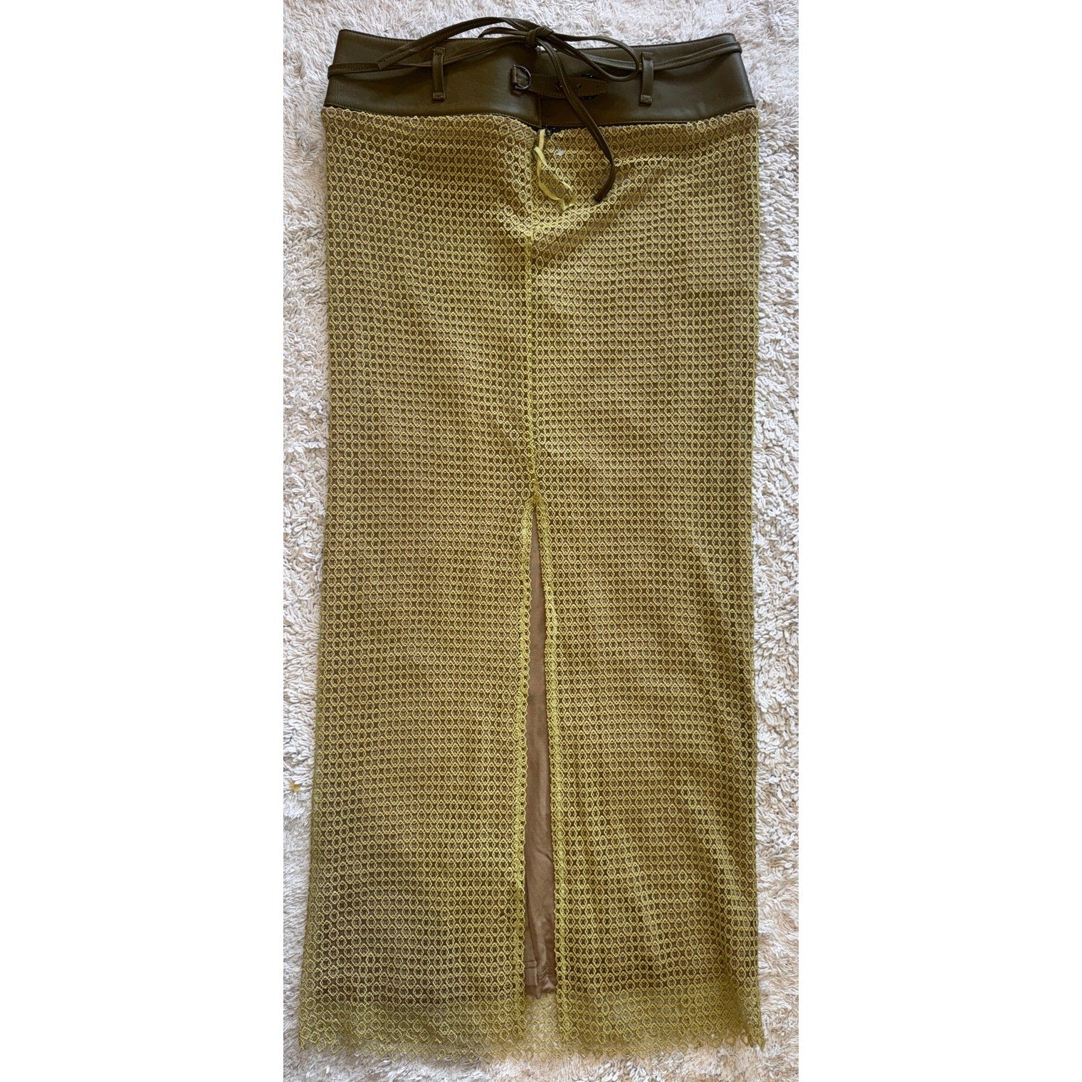 Diamond Lace Belted Column Skirt