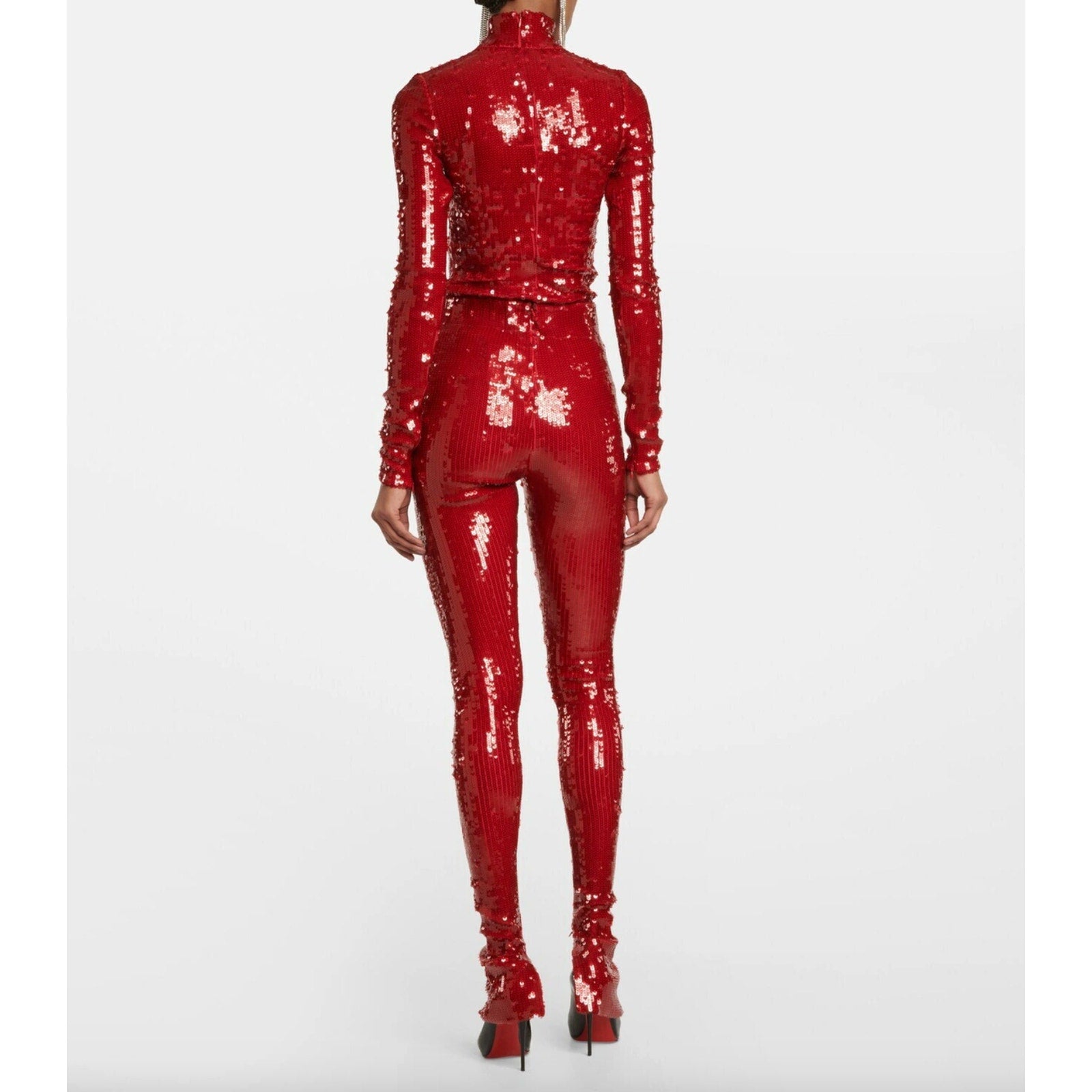 Stretch Sequin Legging With Ankle Zip Up