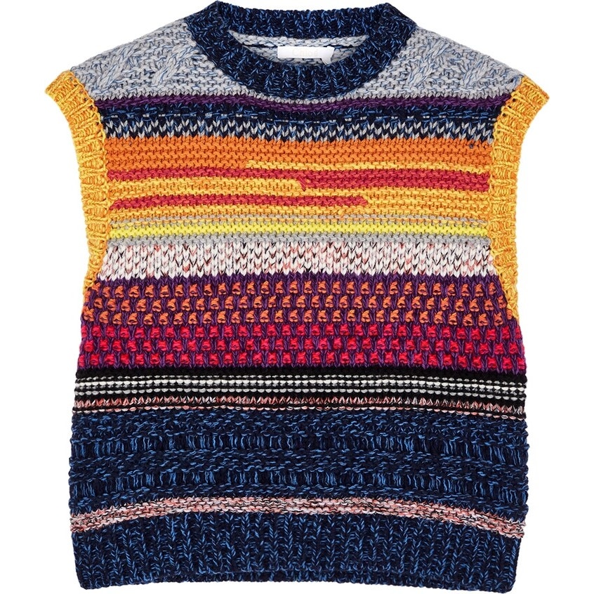 Striped Sleeveless Cashmere Sweater Vest