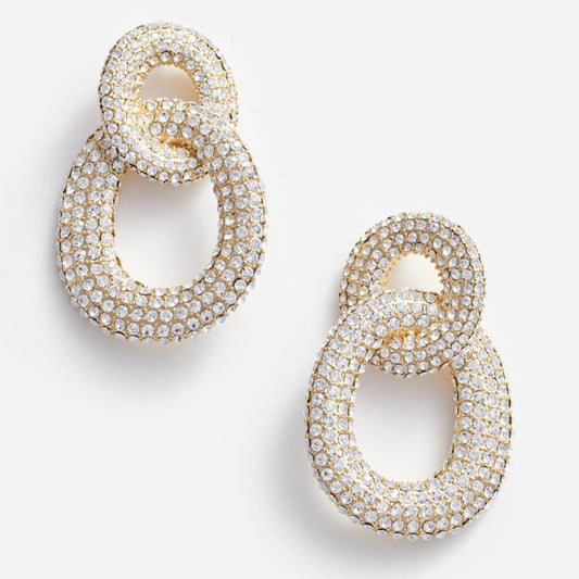 Gold Crystal Link Earrings