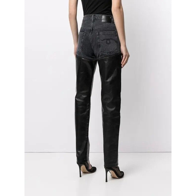 Black Leather Zip Off Axl Slim Pants