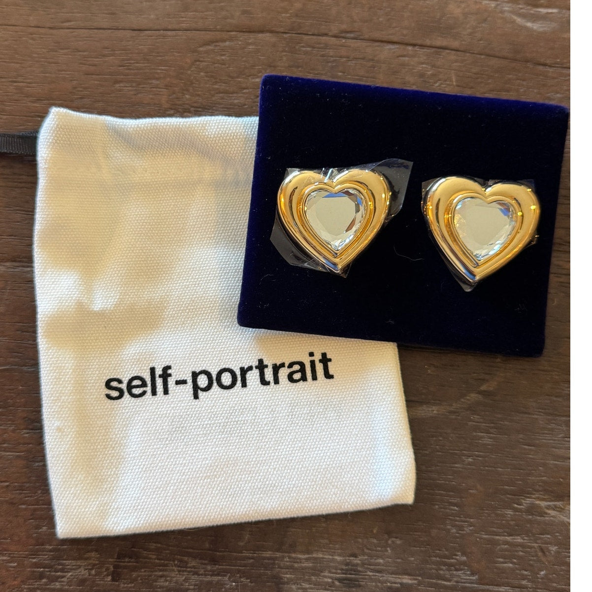 Gold Crystal Heart Earrings