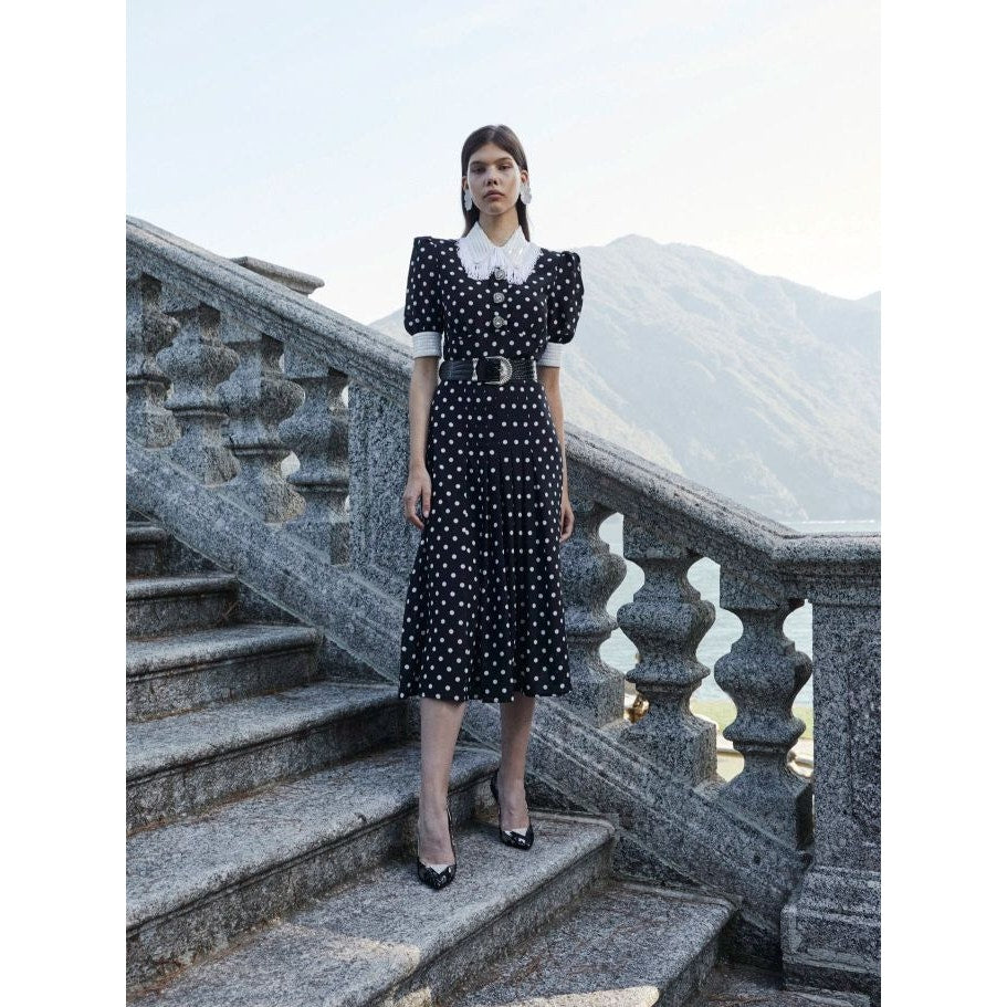 Sequin-embellished Polka-dot Sequin Fringe Midi Dress