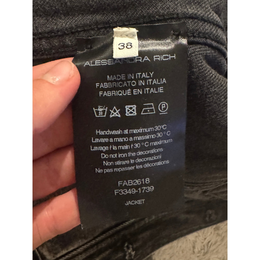 Crystal-Embellished Acid-Wash Denim Jacket & Mini Skirt Set