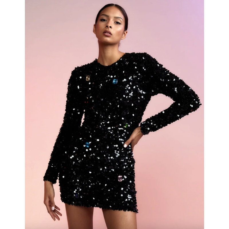 Serena Black Sequin Dress
