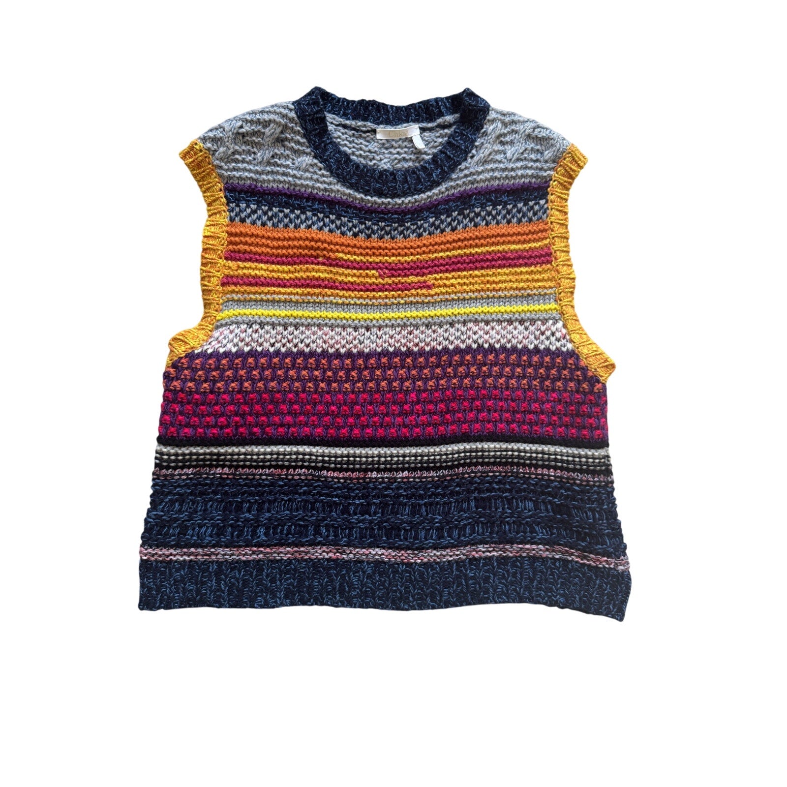 Striped Sleeveless Cashmere Sweater Vest