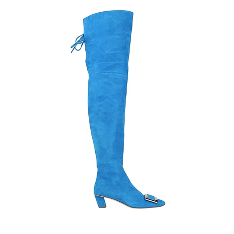Over-the-Knee Suede Buckle Boots