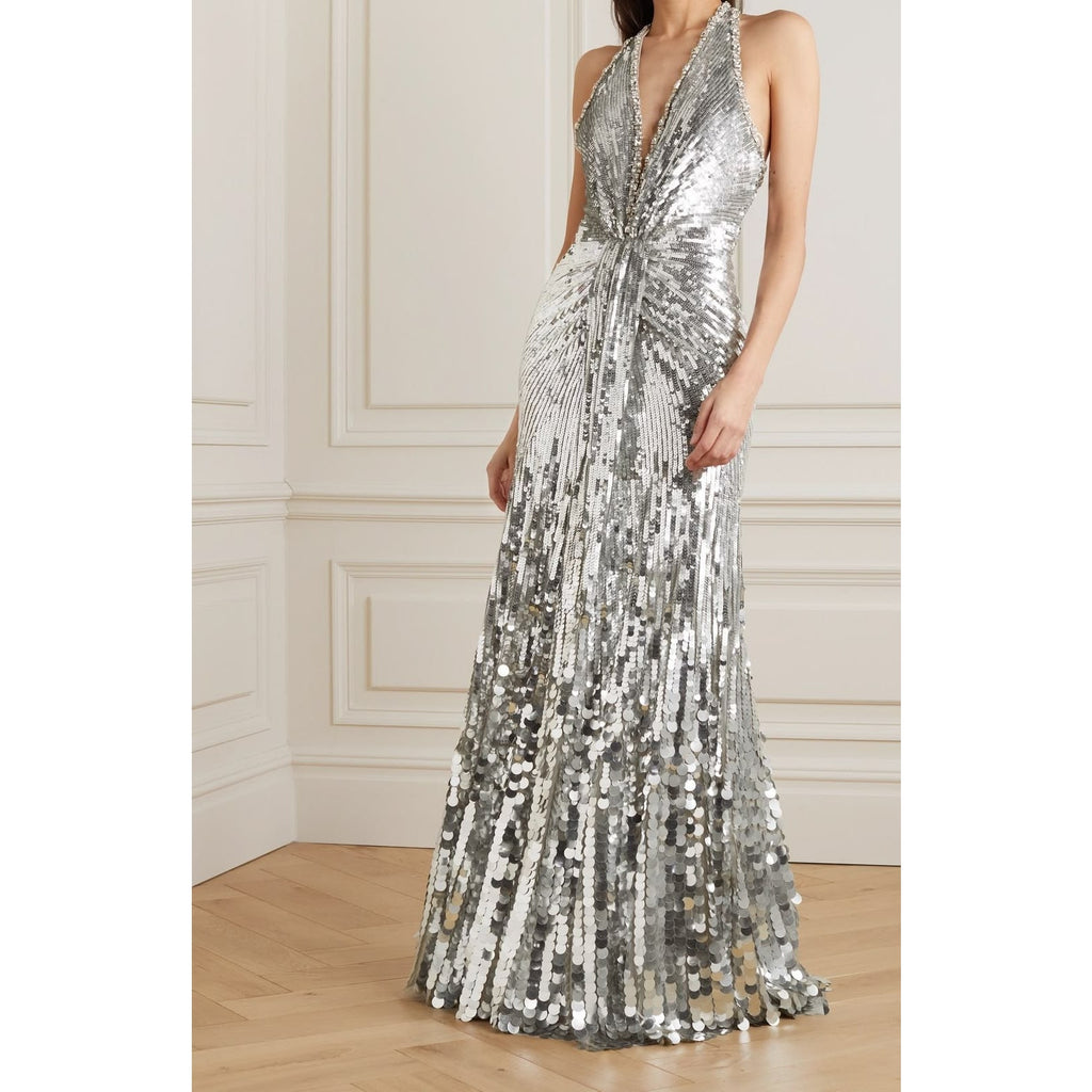 Mars Sequin-embellished Halterneck Gown