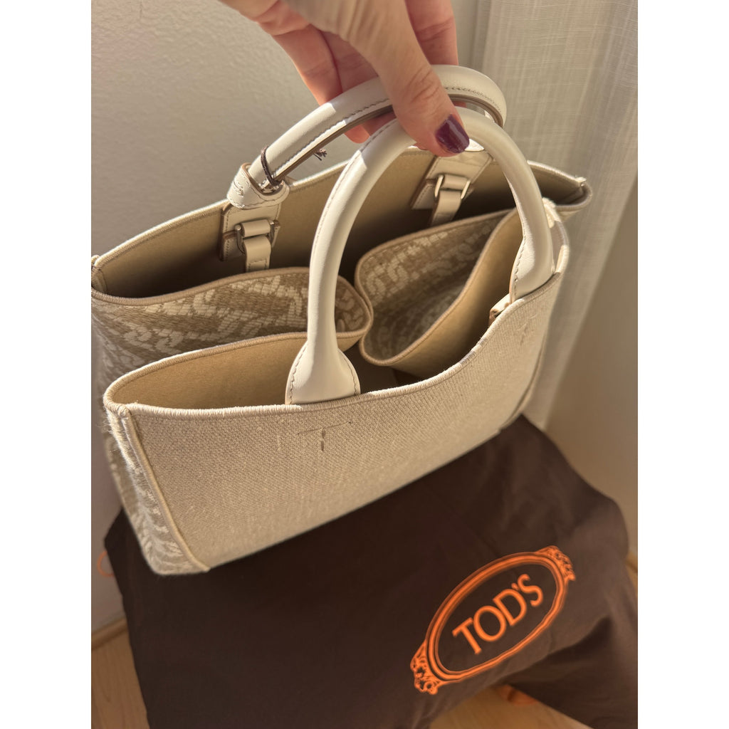 Logo Jacquard Canvas Tote Shopping Bag