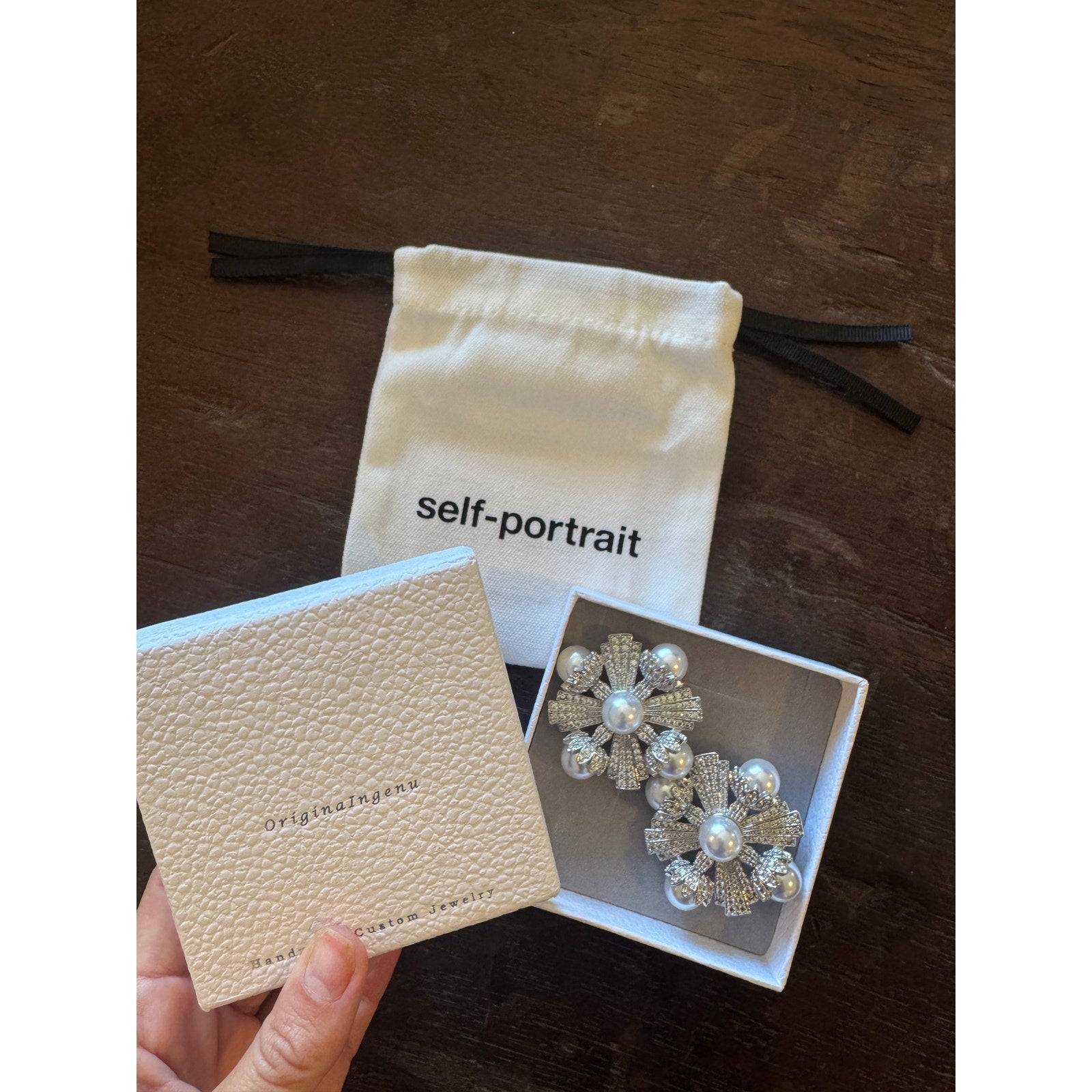 Large Silver Encrusted Earrings