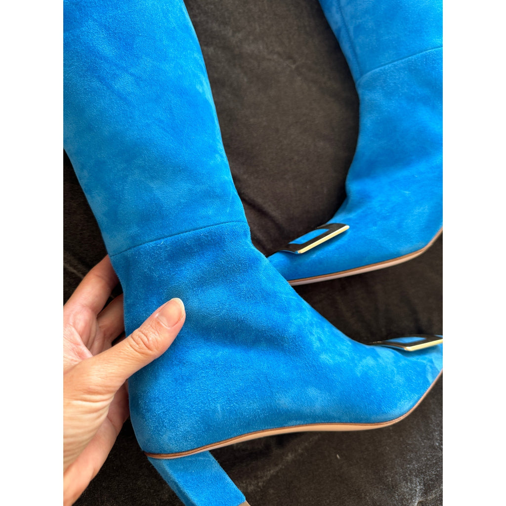 Over-the-Knee Suede Buckle Boots