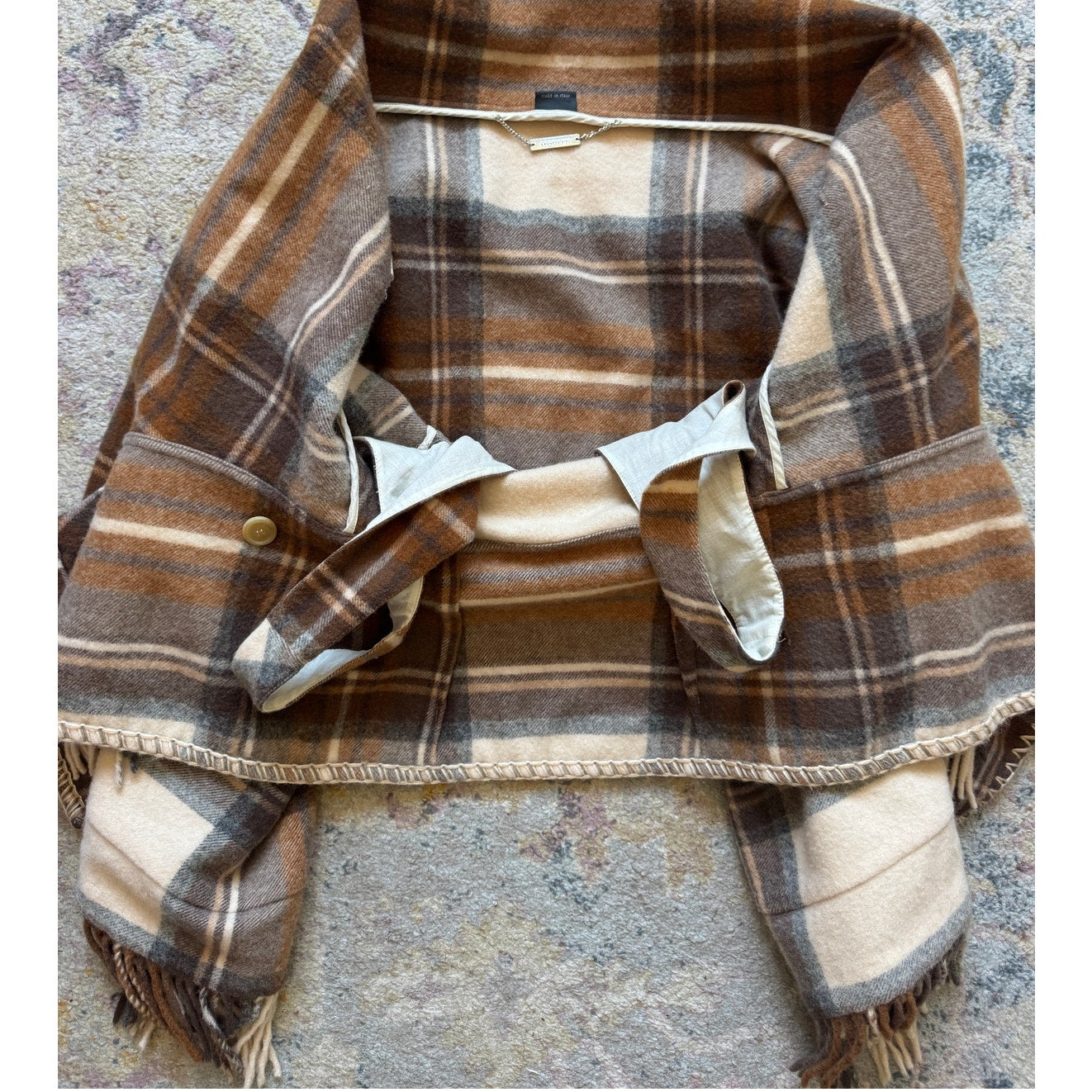 Runway Plaid Wool Wrap Jacket