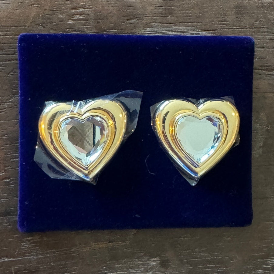 Gold Crystal Heart Earrings