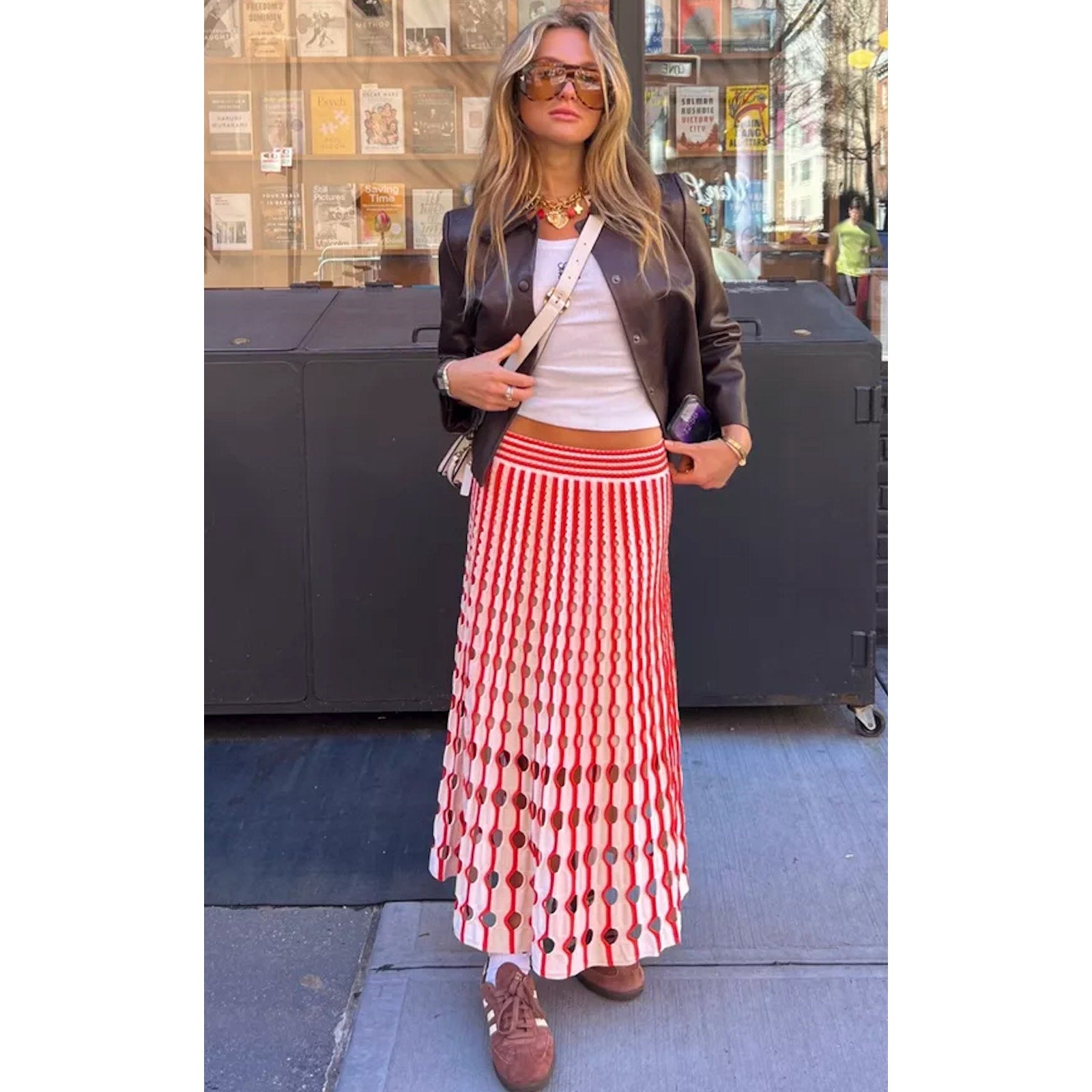 Tiana Cut-Out Knitted Top & Jax/Larken Midi Skirt SET