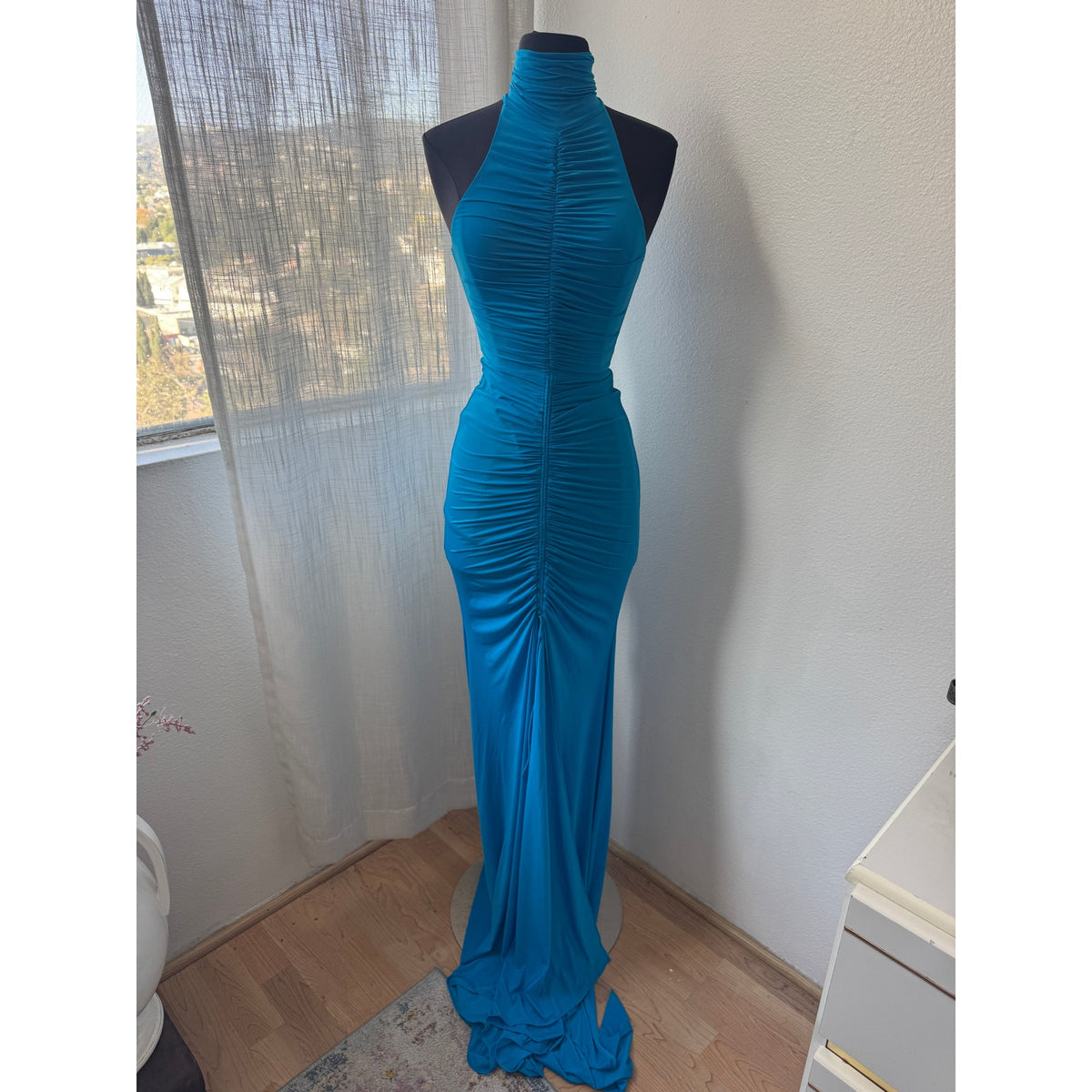 Lorne Halterneck Ruched Gown