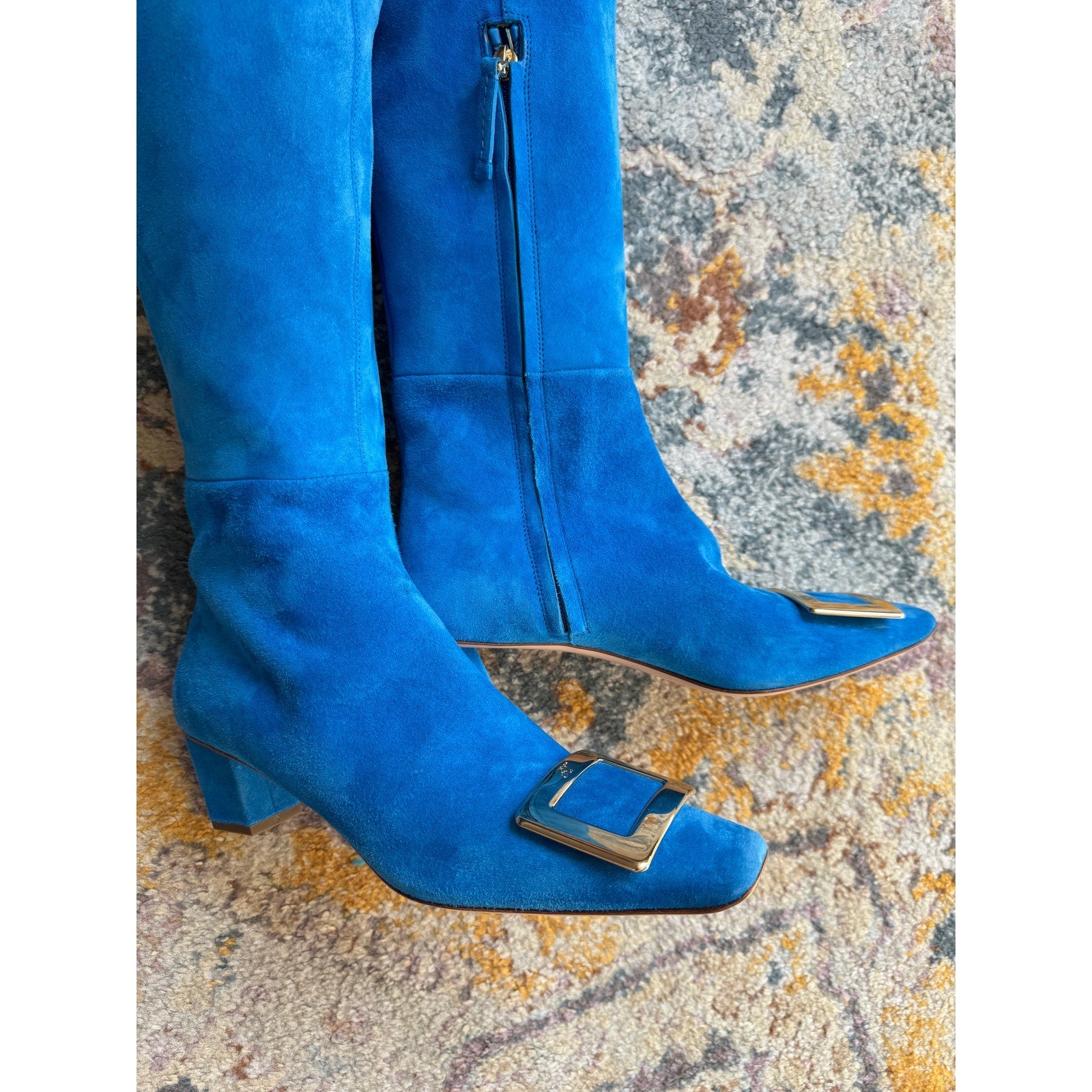 Over-the-Knee Suede Buckle Boots
