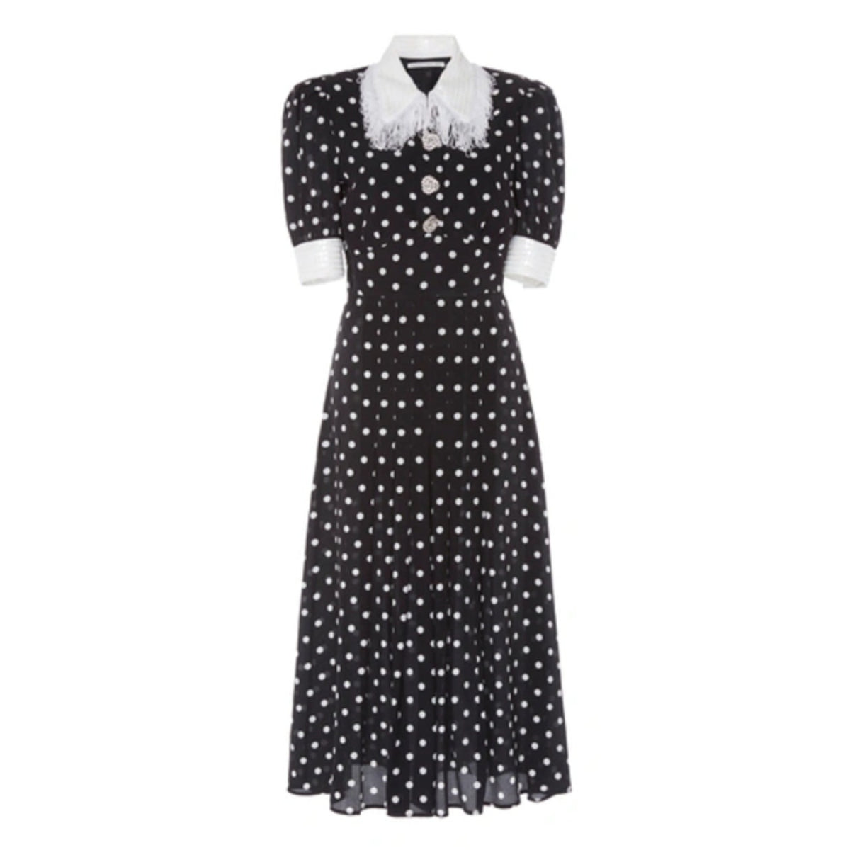 Sequin-embellished Polka-dot Sequin Fringe Midi Dress