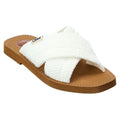 White Crochet Woody Flat Slides Sandals