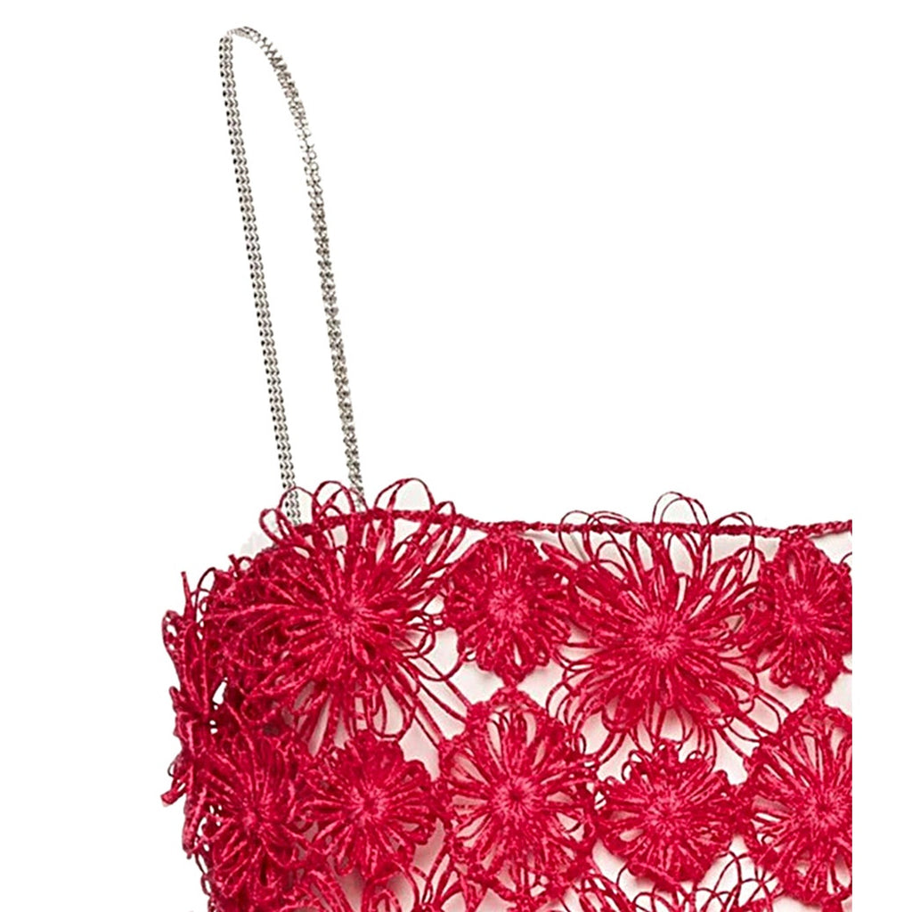 Pink Crochet Flower Mini Shift Dress