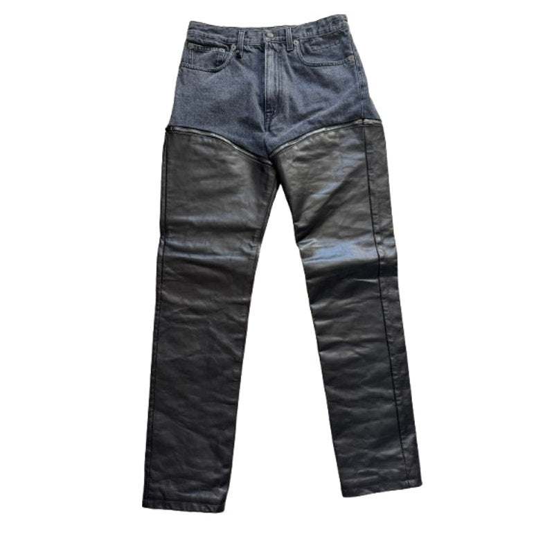 Black Leather Zip Off Axl Slim Pants