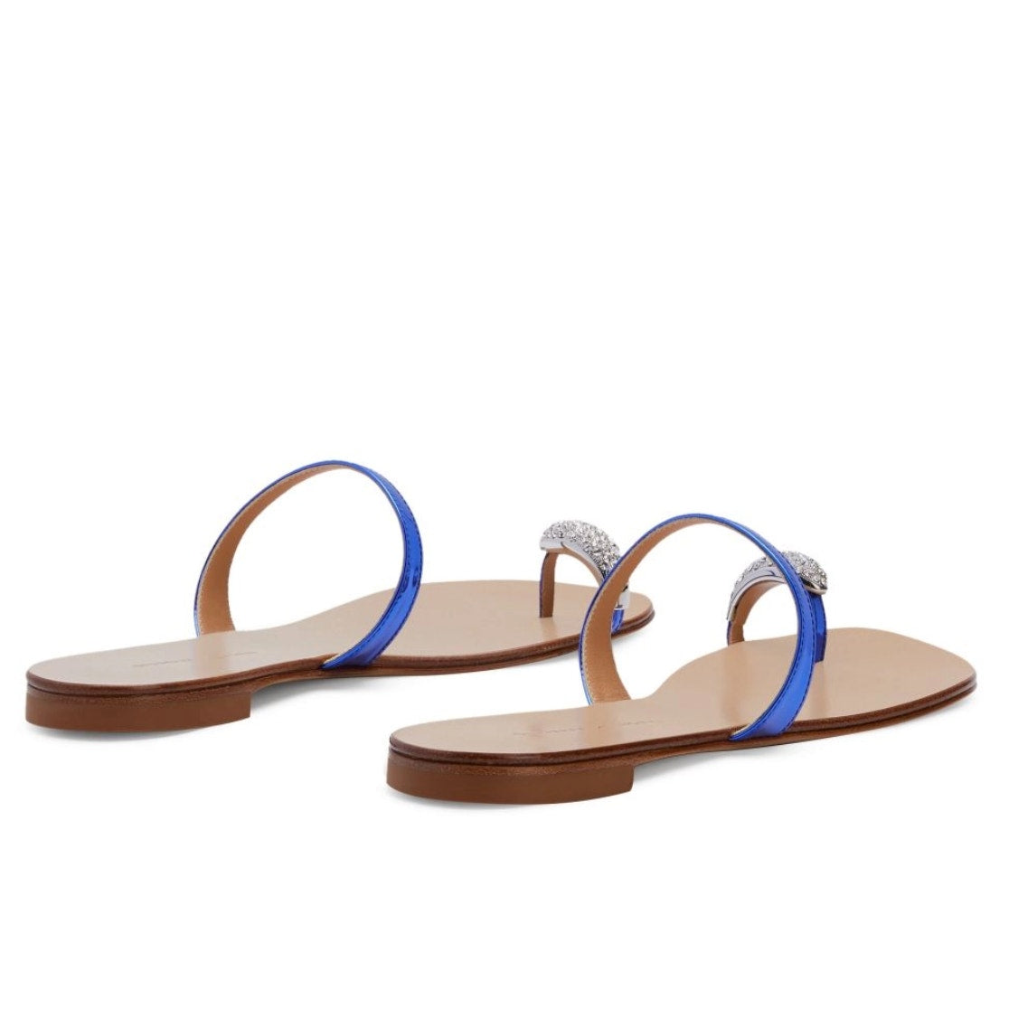 Swarovski Crystal-Embellished Toe Ring Metallic Leather Sandals