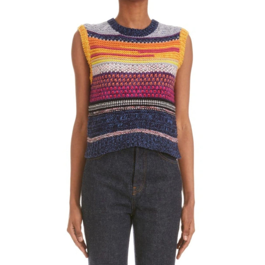 Striped Sleeveless Cashmere Sweater Vest