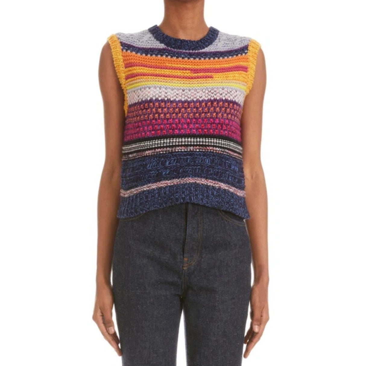 Striped Sleeveless Cashmere Sweater Vest