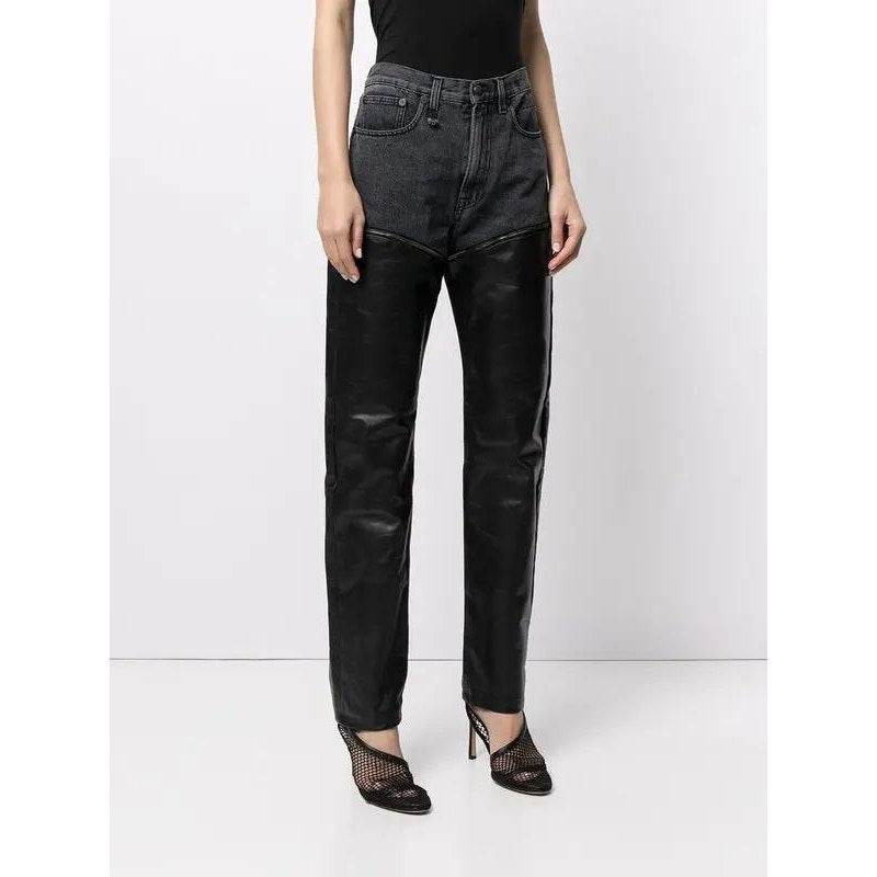 Black Leather Zip Off Axl Slim Pants