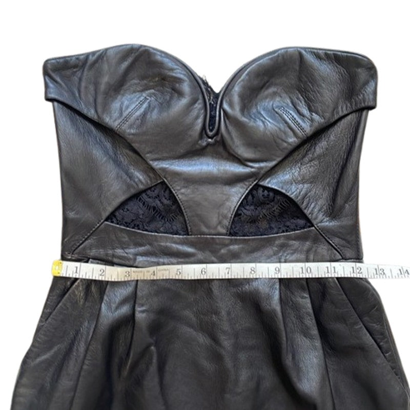 Black Leather Strapless Mini Dress