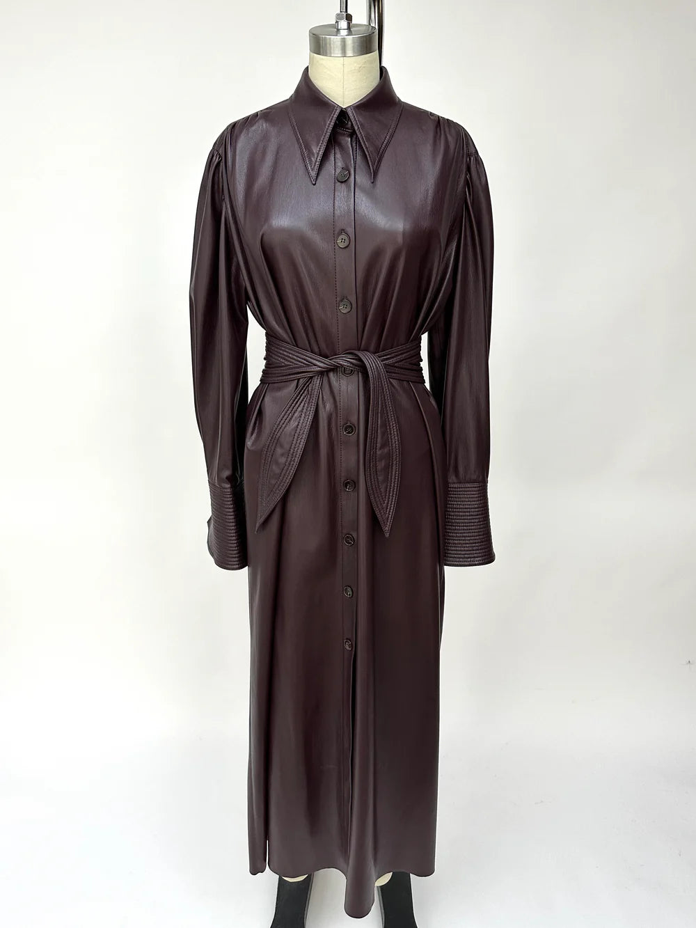 Rosana Belted Vegan Leather Dress