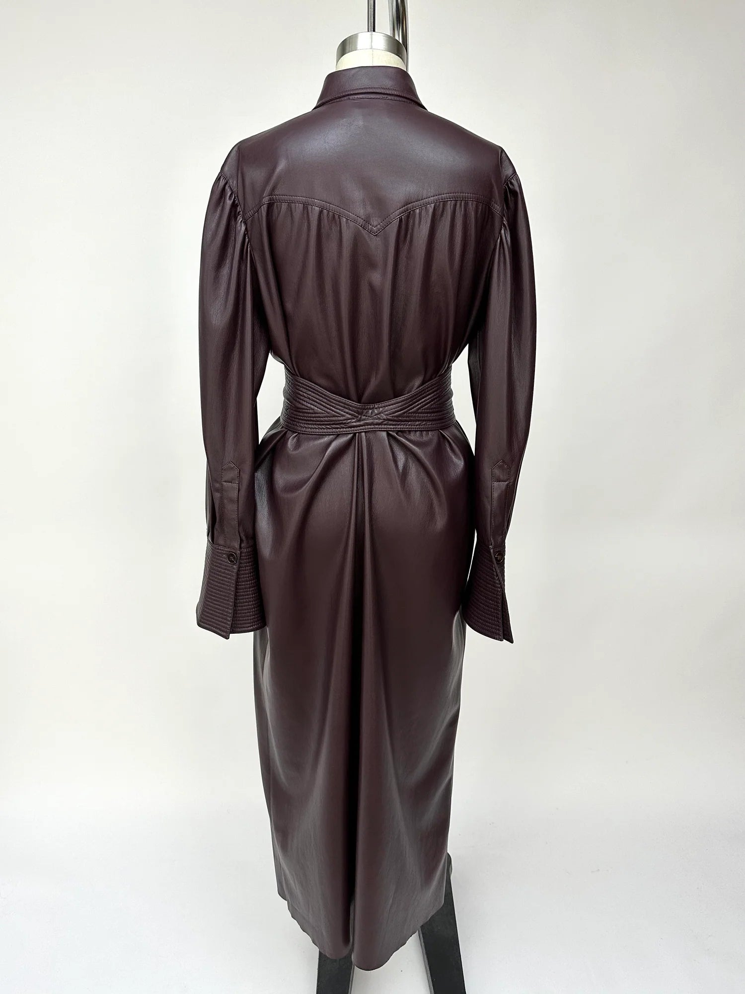 Rosana Belted Vegan Leather Dress