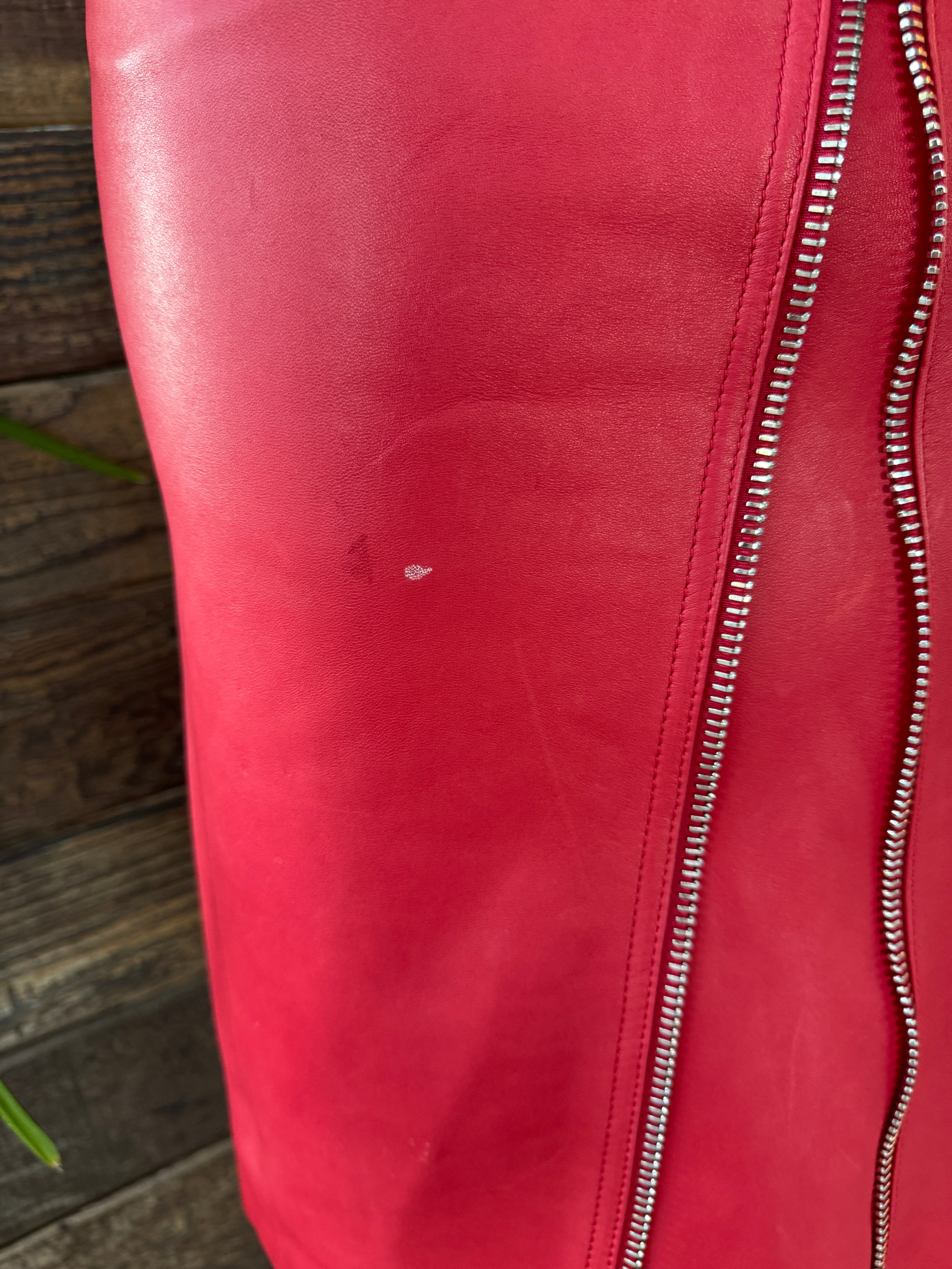 Zip-Embellished Leather Midi Skirt