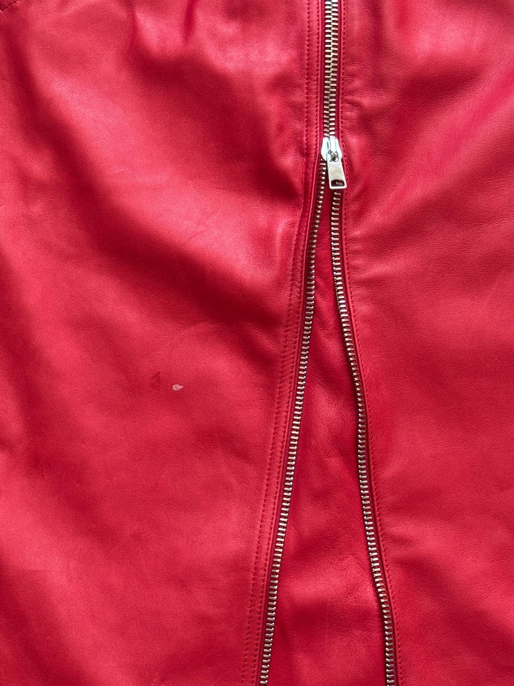 Zip-Embellished Leather Midi Skirt