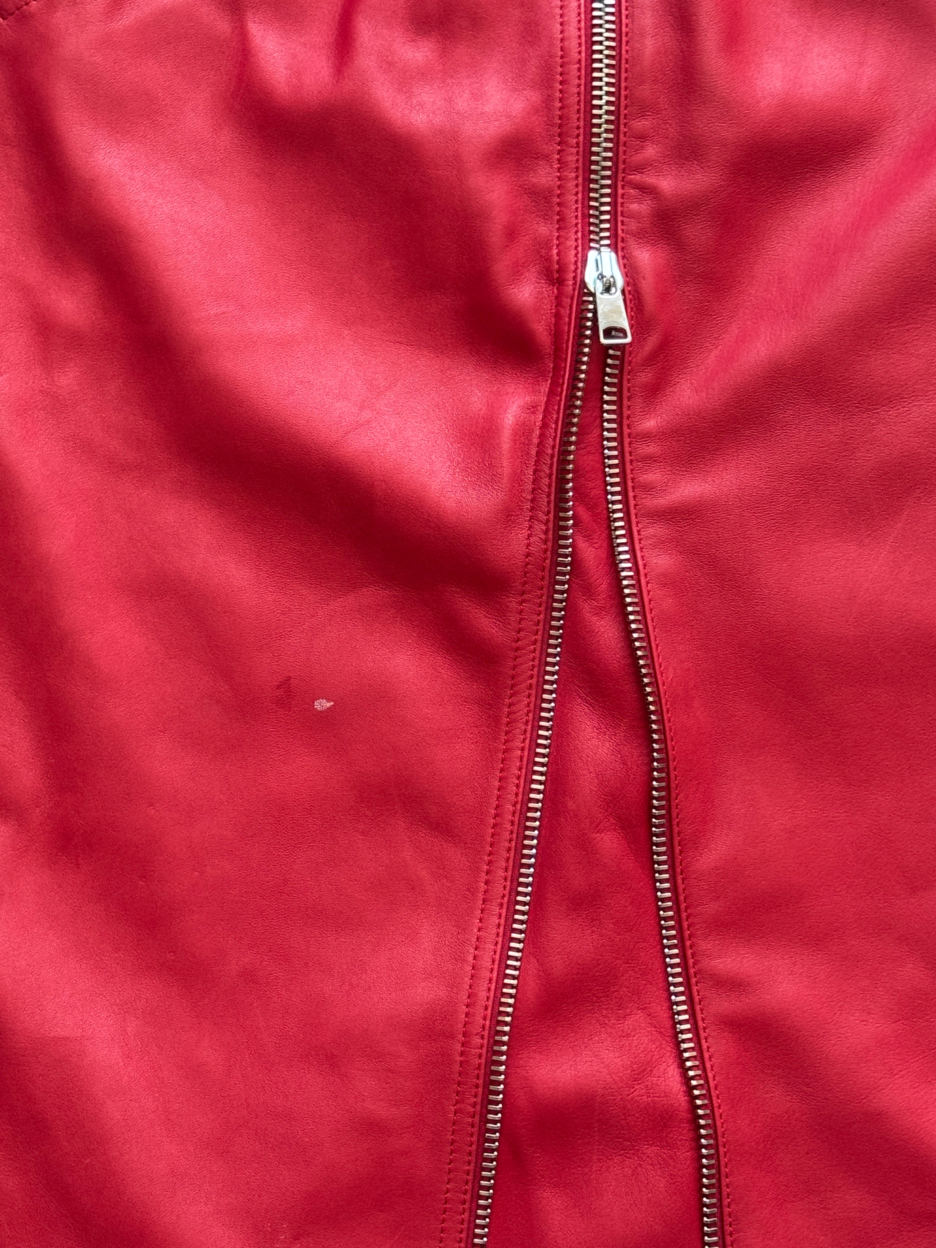 Zip-Embellished Leather Midi Skirt