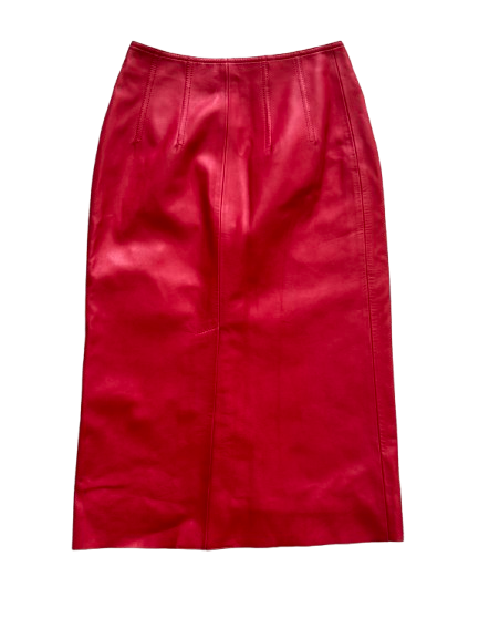 Zip-Embellished Leather Midi Skirt