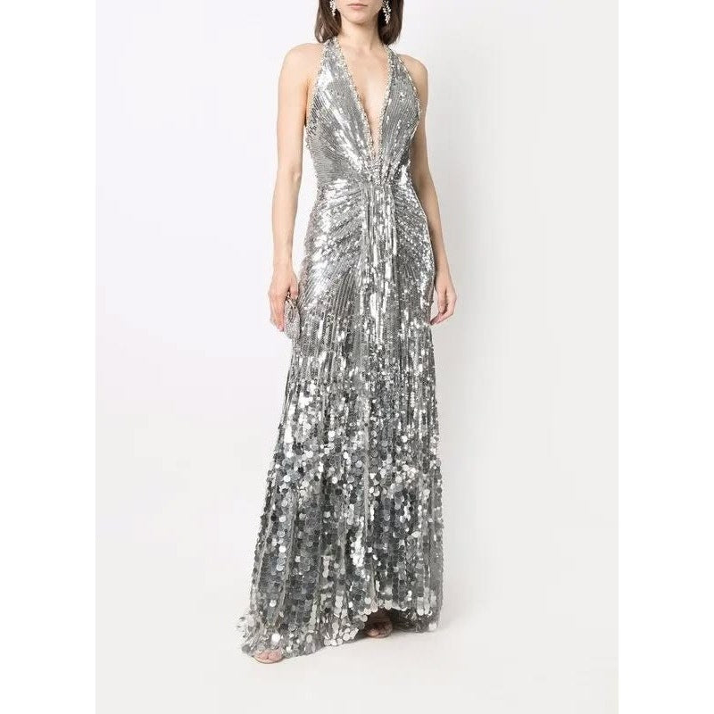 Mars Sequin-embellished Halterneck Gown