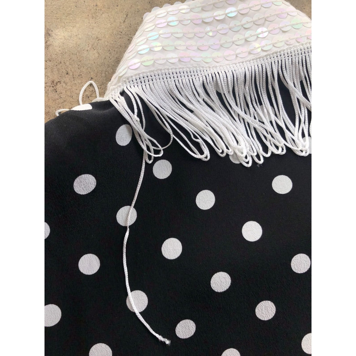 Sequin-embellished Polka-dot Sequin Fringe Midi Dress