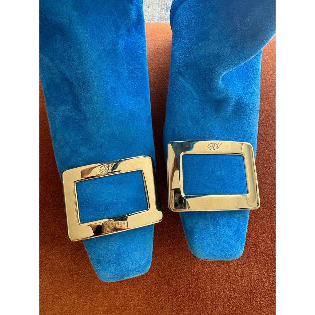 Over-the-Knee Suede Buckle Boots