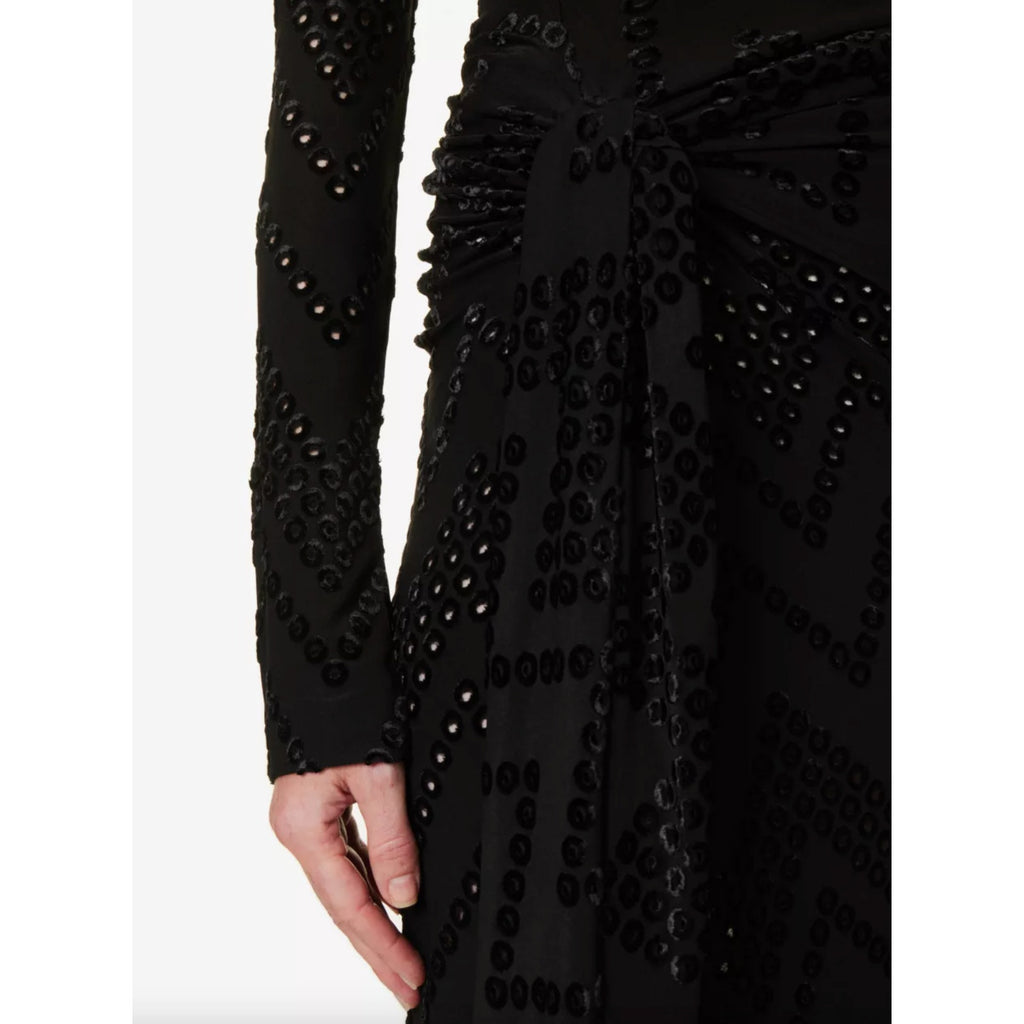 Eyelet Embroidered Jersey Dress with Twist Detail