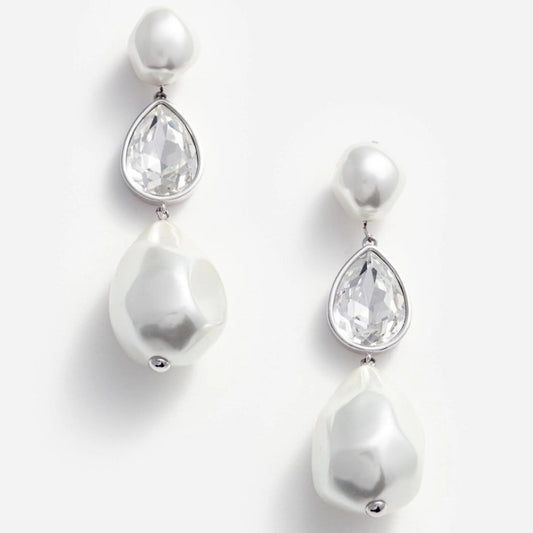 Pearl Crystal Droplet Earrings