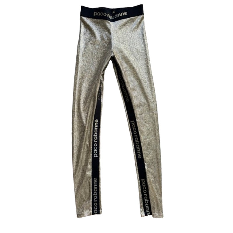 Metallic Gold Stretch-Jersey Leggings