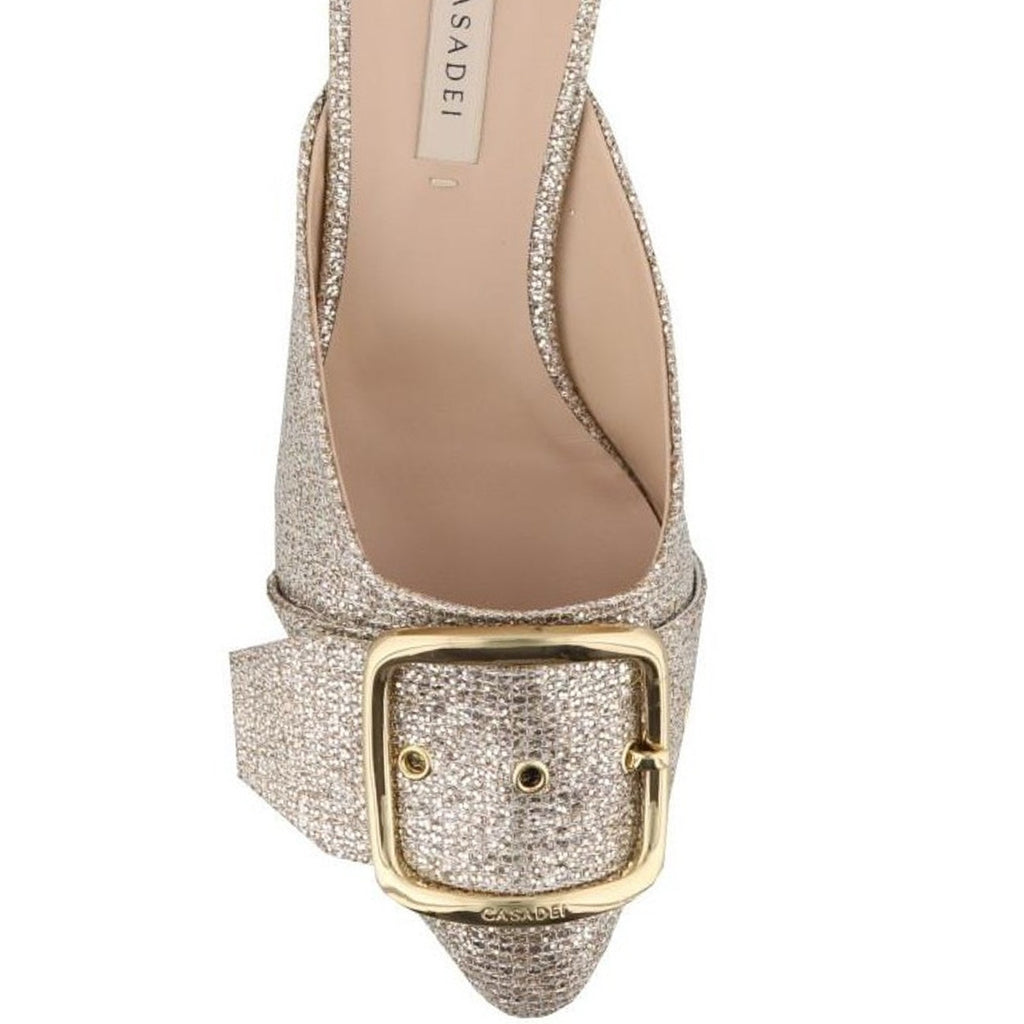 Alexa Silver Metallic Buckle Mules