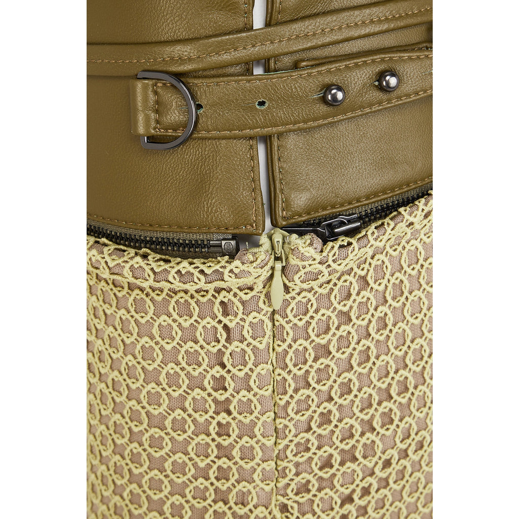 Diamond Lace Belted Column Skirt