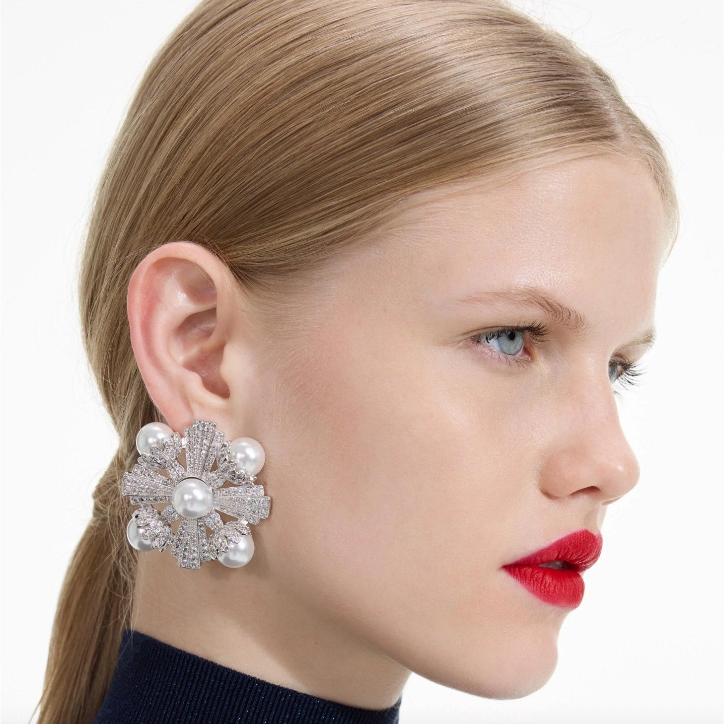 Large Silver Encrusted Earrings